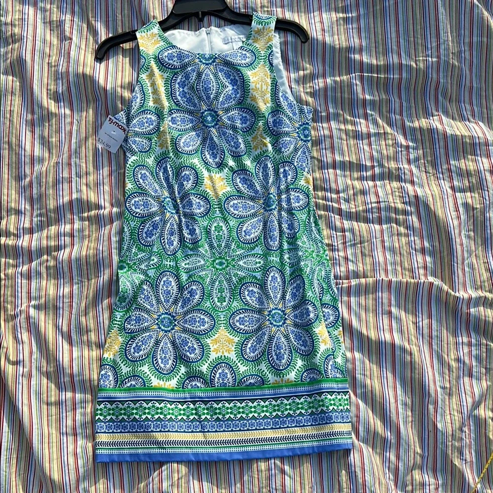 London Times Blue and Green Floral Mini Dress - Picture 1 of 7